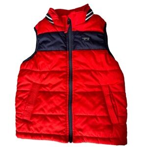 OshKosh B'gosh Colorblock Quilted Puffer Vest Size 5T Zip Pockets Sleeveless